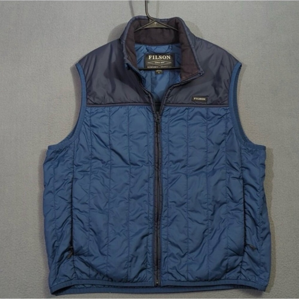Filson Ultralight Vest Men's XL Blue Wing Captain Quilted Full Zip Nylon Outdoor